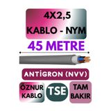 Avarson Öznur 4x2,5 NYM Antigron Kablo, 45 Metre, Gri