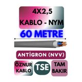 Avarson Öznur 4x2,5 NYM Antigron Kablo, 60 Metre, Gri