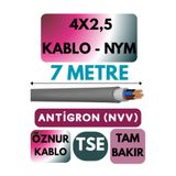 Avarson Öznur 4x2,5 NYM Antigron Kablo, 7 Metre, Gri