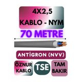 Avarson Öznur 4x2,5 NYM Antigron Kablo, 70 Metre, Gri
