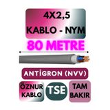 Avarson Öznur 4x2,5 NYM Antigron Kablo, 80 Metre, Gri