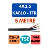 Avarson Öznur 4x2,5 TTR Kablo, 5 Metre, Siyah