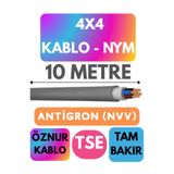 Avarson Öznur 4x4 Antigron (NYM) Kablo, 10 Metre, Gri