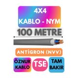 Avarson Öznur 4x4 Antigron (NYM) Kablo, 100 Metre, Gri