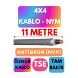 Avarson Öznur 4x4 Antigron (NYM) Kablo, 11 Metre, Gri