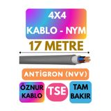 Avarson Öznur 4x4 Antigron (NYM) Kablo, 17 Metre, Gri