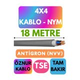 Avarson Öznur 4x4 Antigron (NYM) Kablo, 18 Metre, Gri