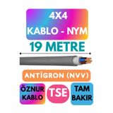 Avarson Öznur 4x4 Antigron (NYM) Kablo, 19 Metre, Gri
