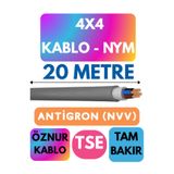 Avarson Öznur 4x4 Antigron (NYM) Kablo, 20 Metre, Gri