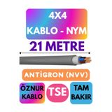 Avarson Öznur 4x4 Antigron (NYM) Kablo, 21 Metre, Gri