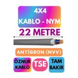 Avarson Öznur 4x4 Antigron (NYM) Kablo, 22 Metre, Gri