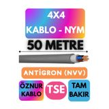 Avarson Öznur 4x4 Antigron (NYM) Kablo, 50 Metre, Gri