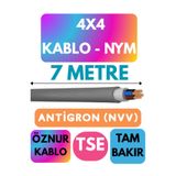 Avarson Öznur 4x4 Antigron (NYM) Kablo, 7 Metre, Gri