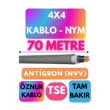 Avarson Öznur 4x4 Antigron (NYM) Kablo, 70 Metre, Gri