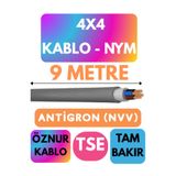 Avarson Öznur 4x4 Antigron (NYM) Kablo, 9 Metre, Gri