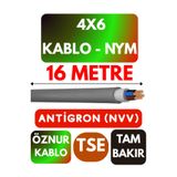 Avarson Öznur 4x6 Antigron NYM Kablo, 16 Metre, Gri