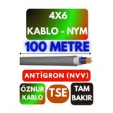 Avarson Öznur 4x6 NYM Antigron Kablo, 100 Metre, Gri