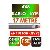 Avarson Öznur 4x6 NYM Antigron Kablo, 17 Metre, Gri