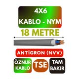 Avarson Öznur 4x6 NYM Antigron Kablo, 18 Metre, Gri