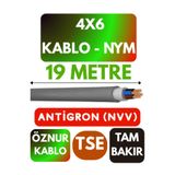 Avarson Öznur 4x6 NYM Antigron Kablo, 19 Metre, Gri