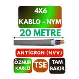 Avarson Öznur 4x6 NYM Antigron Kablo, 20 Metre, Gri
