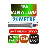 Avarson Öznur 4x6 NYM Antigron Kablo, 21 Metre, Gri