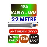 Avarson Öznur 4x6 NYM Antigron Kablo, 22 Metre, Gri