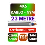 Avarson Öznur 4x6 NYM Antigron Kablo, 23 Metre, Gri