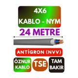 Avarson Öznur 4x6 NYM Antigron Kablo, 24 Metre, Gri