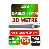 Avarson Öznur 4x6 NYM Antigron Kablo, 30 Metre, Gri