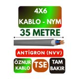 Avarson Öznur 4x6 NYM Antigron Kablo, 35 Metre, Gri