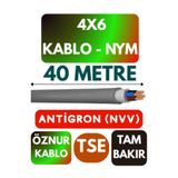 Avarson Öznur 4x6 NYM Antigron Kablo, 40 Metre, Gri