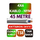 Avarson Öznur 4x6 NYM Antigron Kablo, 45 Metre, Gri