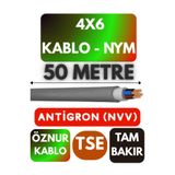 Avarson Öznur 4x6 NYM Antigron Kablo, 50 Metre, Gri