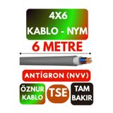 Avarson Öznur 4x6 NYM Antigron Kablo, 6 Metre, Gri