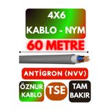 Avarson Öznur 4x6 NYM Antigron Kablo, 60 Metre, Gri