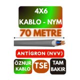 Avarson Öznur 4x6 NYM Antigron Kablo, 70 Metre, Gri