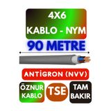 Avarson Öznur 4x6 NYM Antigron Kablo, 90 Metre, Gri