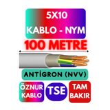 Avarson Öznur 5x10 Antigron (NYM) Kablo, Gri, 100 Metre
