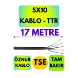 Avarson Öznur 5X10 TTR Kablo, 17 Metre, Siyah