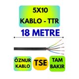 Avarson Öznur 5X10 TTR Kablo, 18 Metre, Siyah