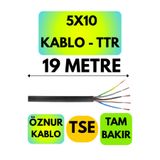 Avarson Öznur 5X10 TTR Kablo, 19 Metre, Siyah