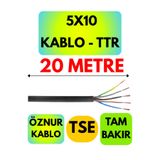 Avarson Öznur 5X10 TTR Kablo, 20 Metre, Siyah