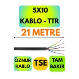 Avarson Öznur 5X10 TTR Kablo, 21 Metre, Siyah
