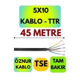 Avarson Öznur 5X10 TTR Kablo, 45 Metre, Siyah