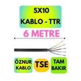 Avarson Öznur 5X10 TTR Kablo, 6 Metre, Siyah