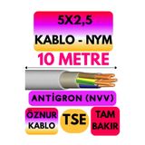 Avarson Öznur 5X2,5 Antigron (NYM) Kablo, 10 Metre, Gri