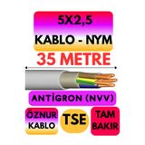 Avarson Öznur 5x2,5 Antigron NYM Kablo, 35 Metre, Gri