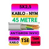 Avarson Öznur 5X2,5 Antigron NYM Kablo, 45 Metre, Gri