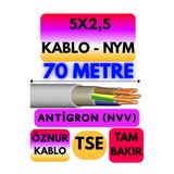 Avarson Öznur 5x2,5 Antigron NYM Kablo, 70 Metre, Gri